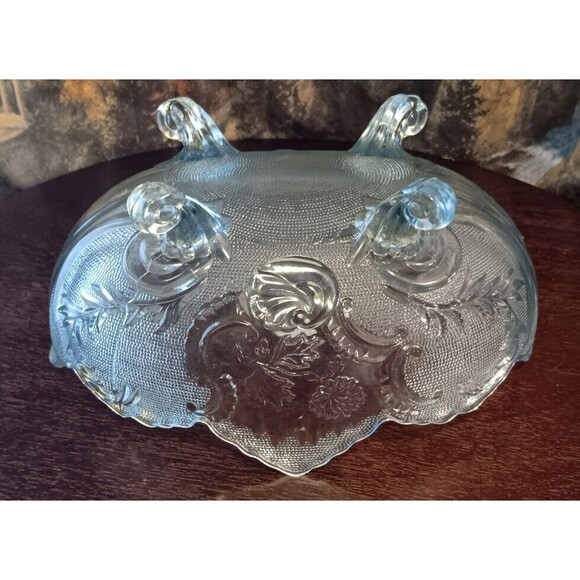 Vtg Jeanette Glass LOMBARDI Footed Starlight Blue Glass Centerpiece Fruit Bowl - Picture 5 of 11